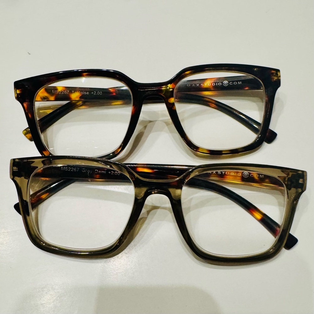 Stylish Tortoiseshell Square Readers Reading Glasses +2.00